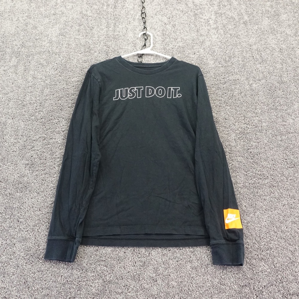 Nike Long Sleeve Shirt Mens Medium Black Just Do It Graphic Cotton Tee